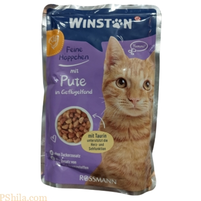 پوچ گربه وینستون با طعم بوقلمون در آب مرغ - 100 گرمی