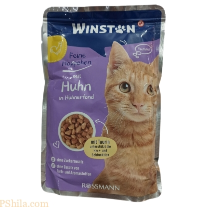 پوچ گربه وینستون با طعم مرغ در آب مرغ - 100 گرمی