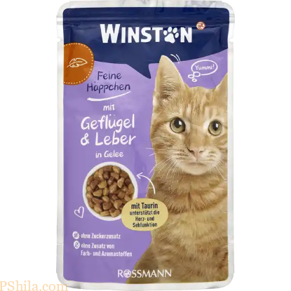 پوچ گربه وینستون با طعم مرغ و جگر در ژله