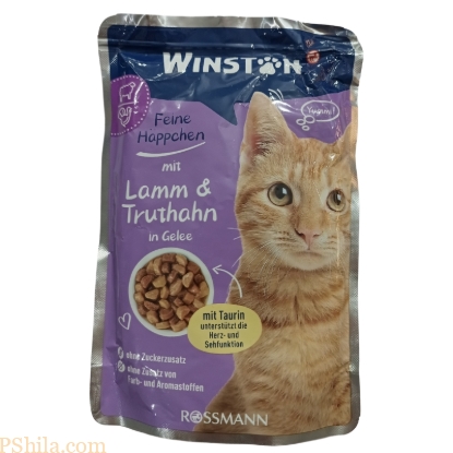 پوچ گربه وینستون با طعم بره و بوقلمون در ژله