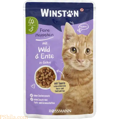 پوچ گربه وینستون با طعم شکار و اردک در ژله