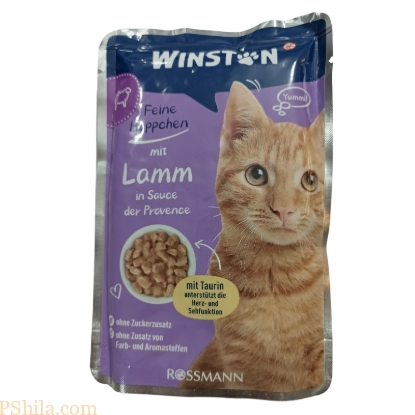 پوچ گربه وینستون با طعم گوشت بره در سس